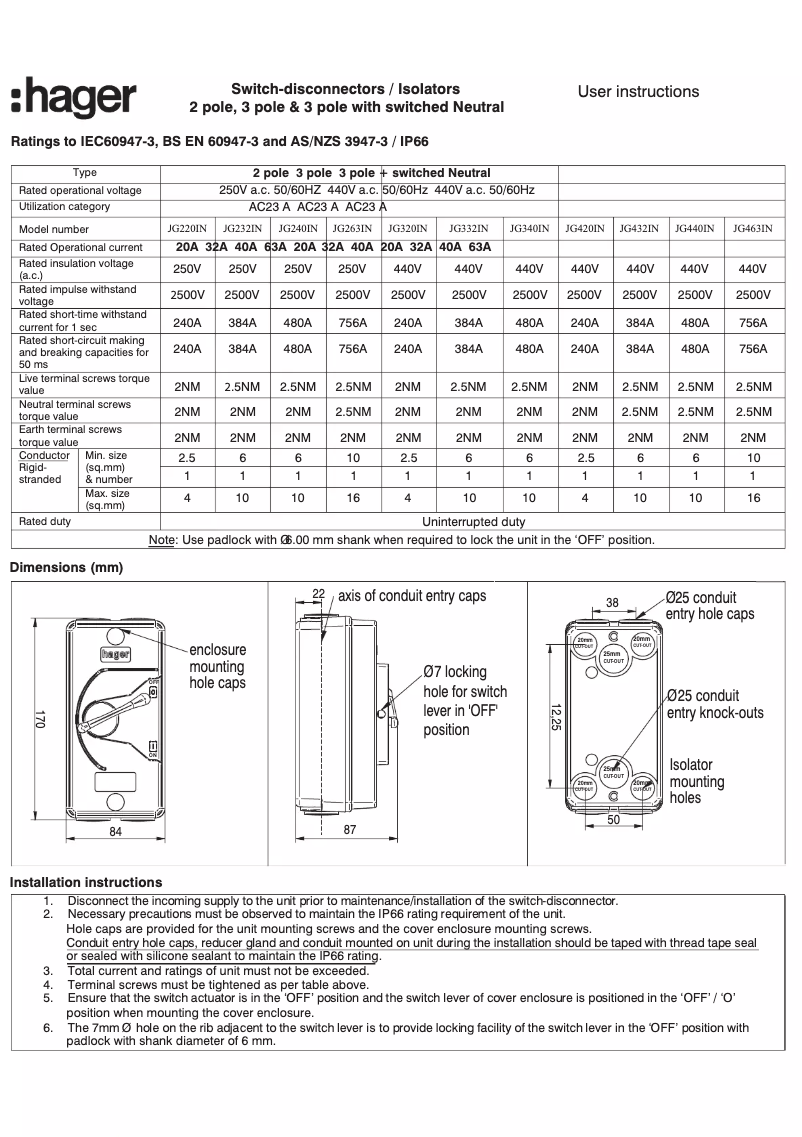 Image de la première page du manuel de l'appareil JG220IN