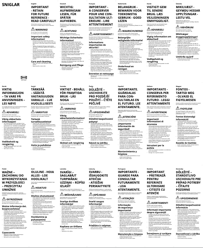 Page 1 de la notice Manuel utilisateur Ikea SNIGLAR 405.191.56