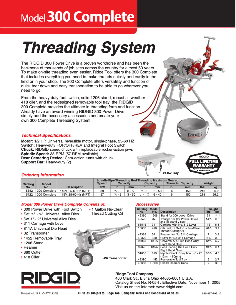 Página 1 del manual Catálogo Ridgid 300 Complete