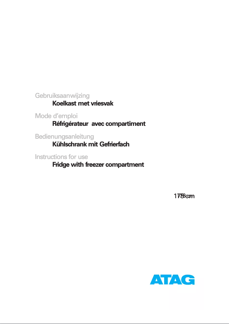 Page 1 de la notice Manuel utilisateur Atag KS21178B