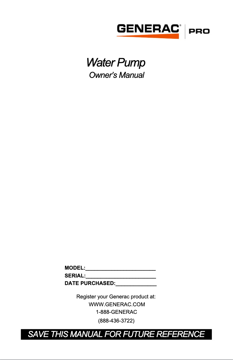 Page 1 de la notice Manuel utilisateur Generac PRO 6919-1