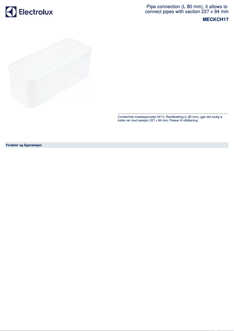 Page 1 de la notice Brochure AEG MECKCH17