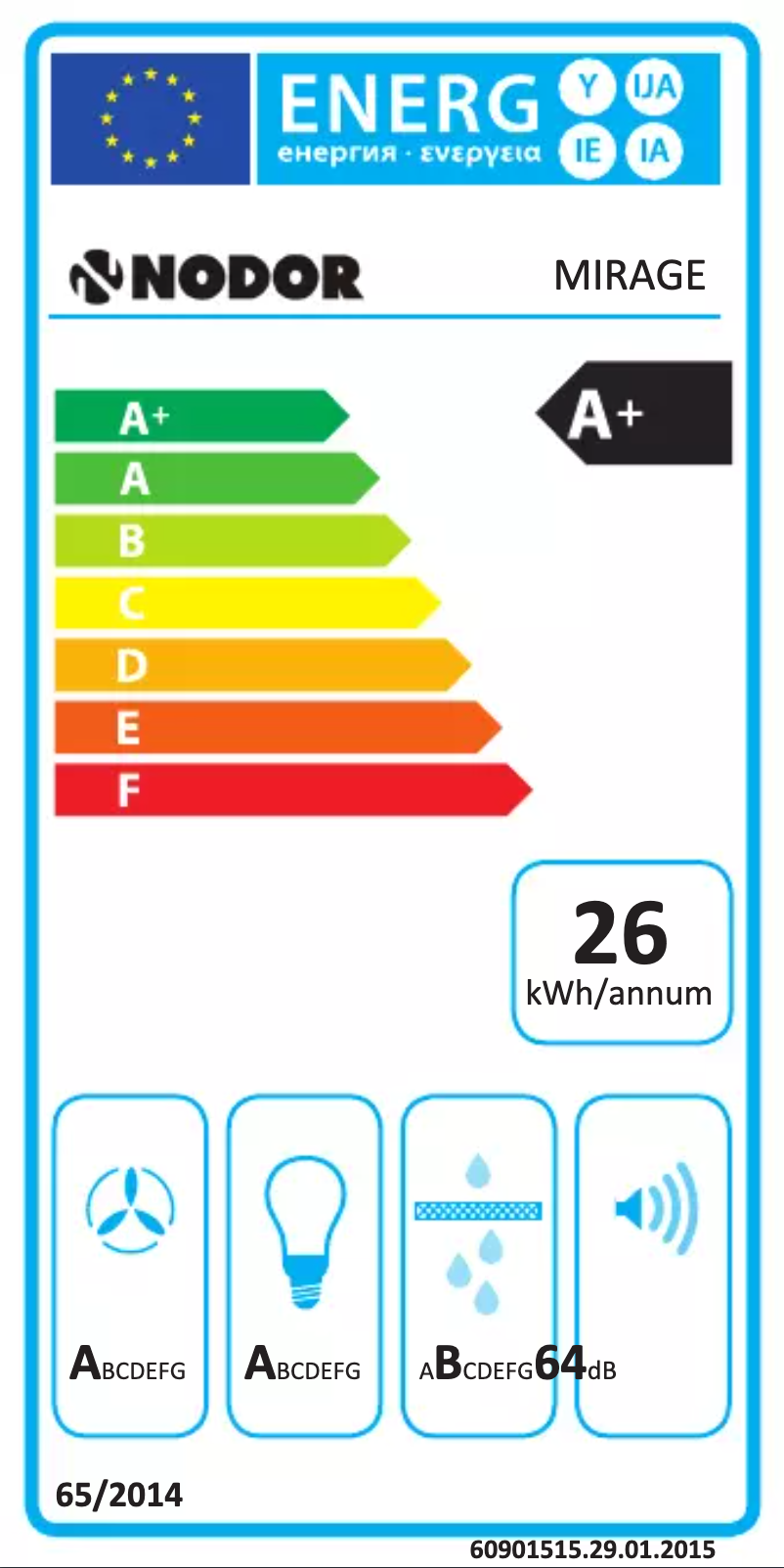 Page 1 de la notice Label énergétique Nodor Mirage Premium