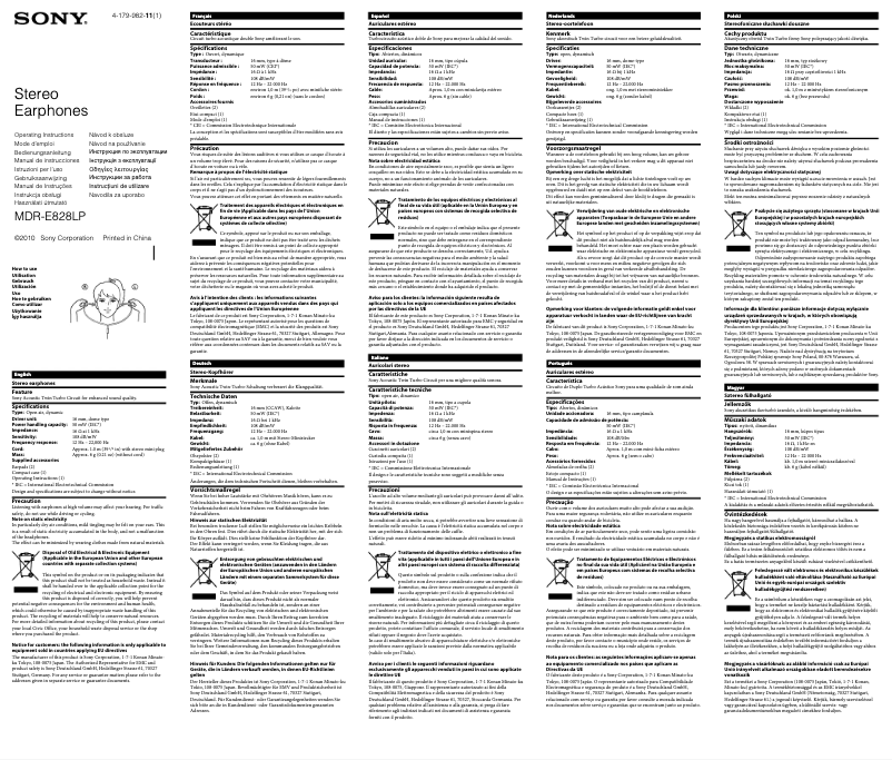 Imagen de la primera página del manual del dispositivo MDR-E828LP