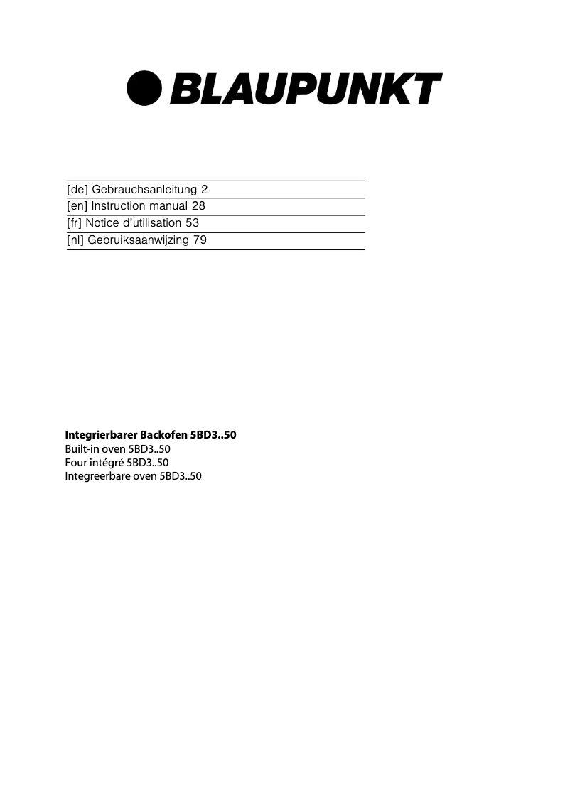 Page n°1 - Manuel utilisateur Blaupunkt 5BD34150