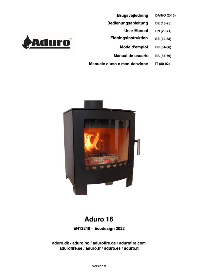 Página 1 del manual Manual de usuario Aduro 16