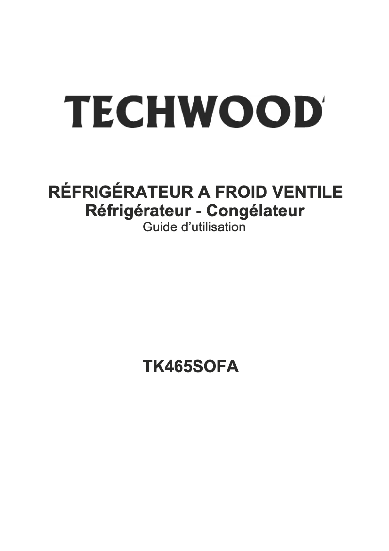 Page n°1 - Manuel utilisateur Techwood TK465SOFA