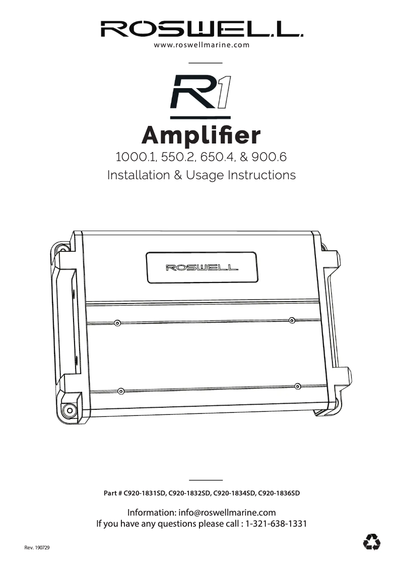 Page 1 de la notice Manuel utilisateur Roswell R1 650.4