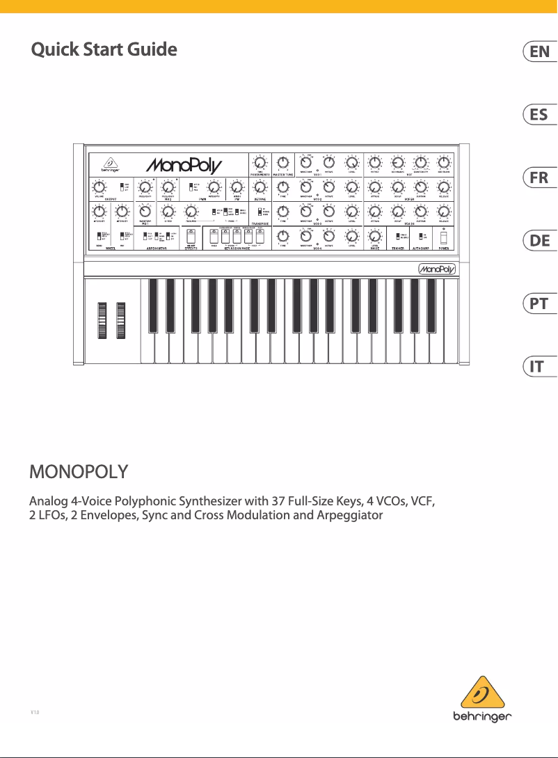 Page n°1 - Manuel utilisateur Behringer MonoPoly