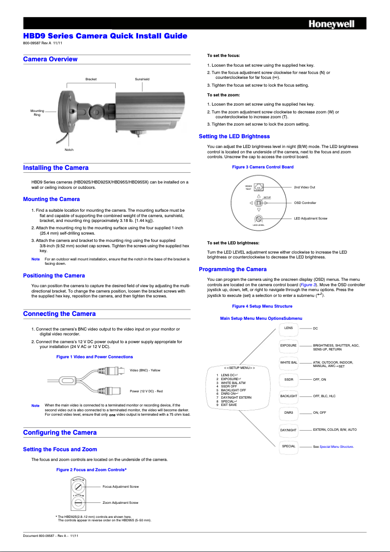 Page 1 de la notice Manuel utilisateur Honeywell HBD95S