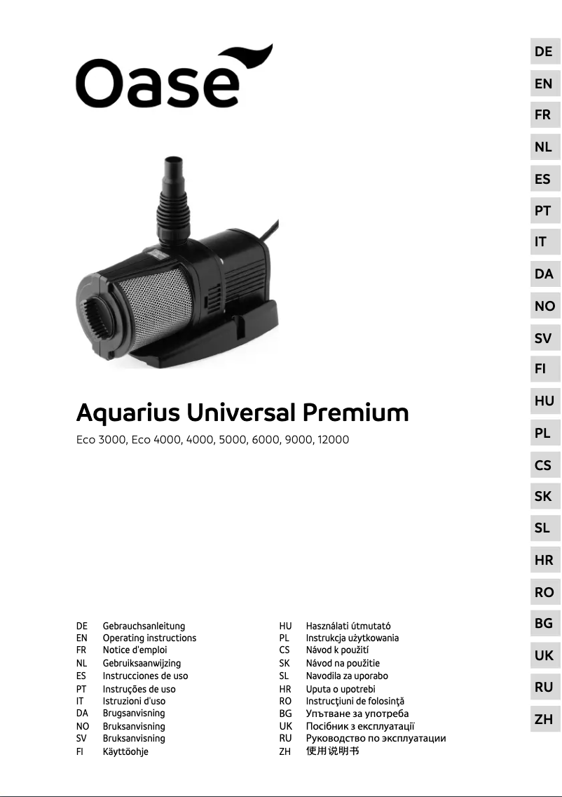 Image de la première page du manuel de l'appareil Aquarius Universal Premium 9000
