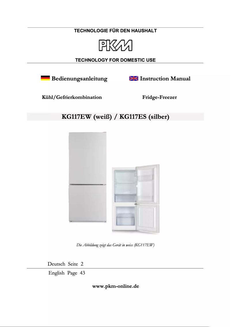 Page 1 de la notice Manuel utilisateur PKM KG117EW