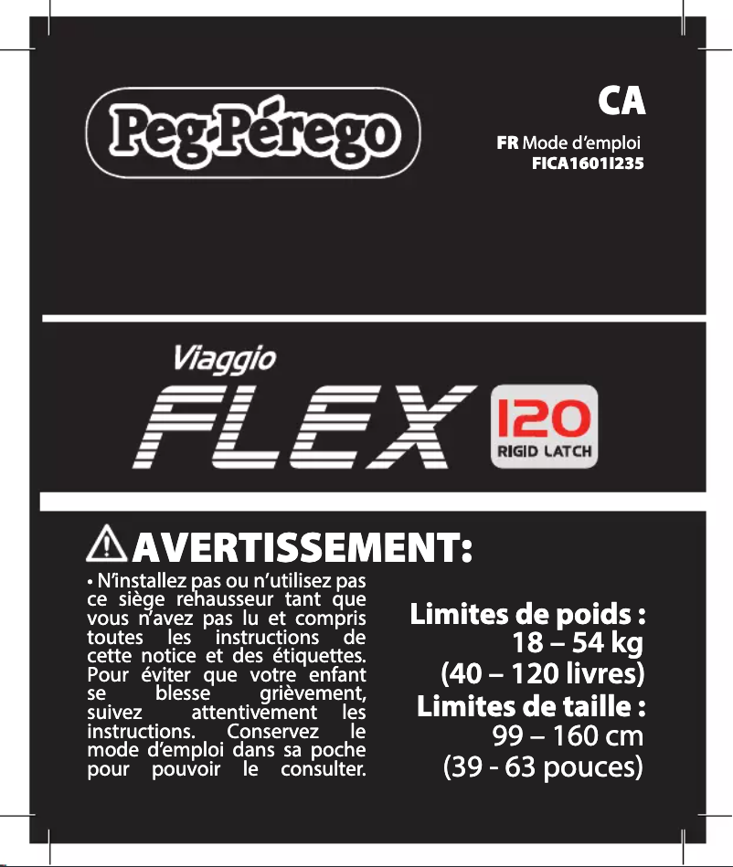Page 1 de la notice Manuel utilisateur Peg Perego Viaggio Flex 120