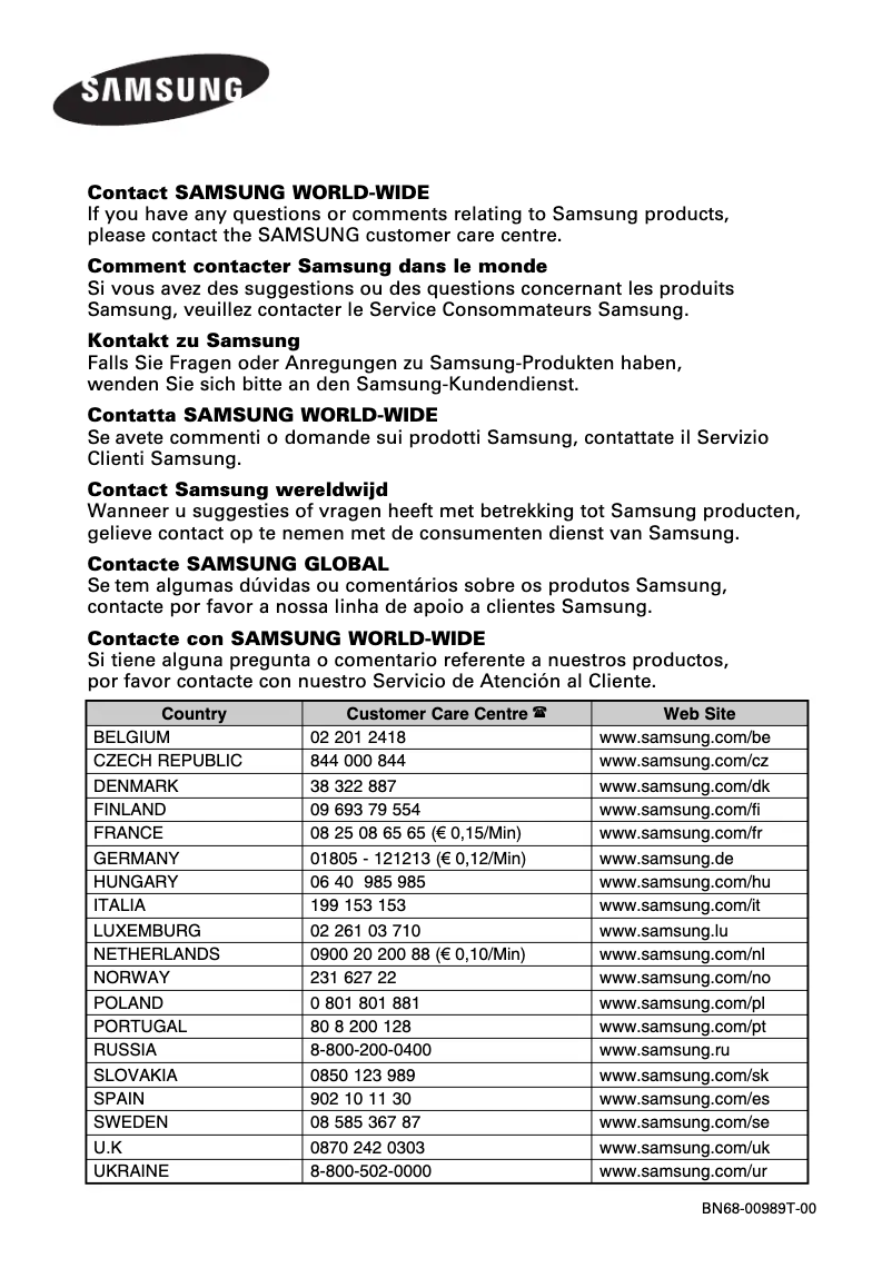 Page 1 de la notice Manuel utilisateur Samsung PS42E7H