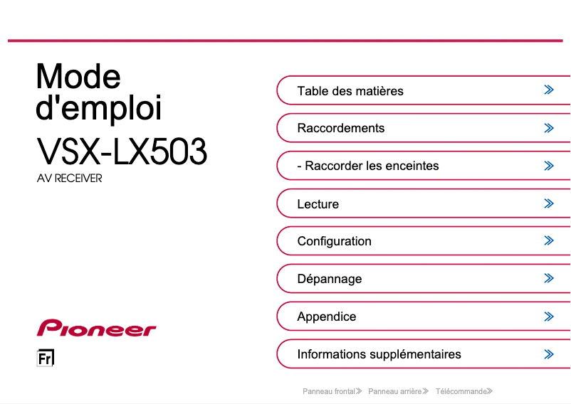 Image de la première page du manuel de l'appareil VSX-LX503