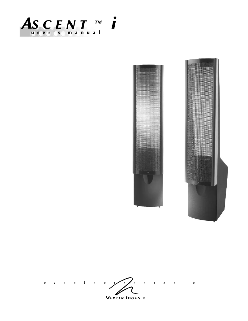 Page n°1 - Manuel utilisateur Martin Logan Ascent i