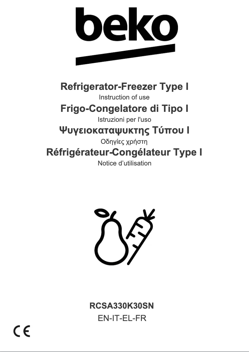 Page 1 de la notice Manuel utilisateur Beko RCSA330K30SN