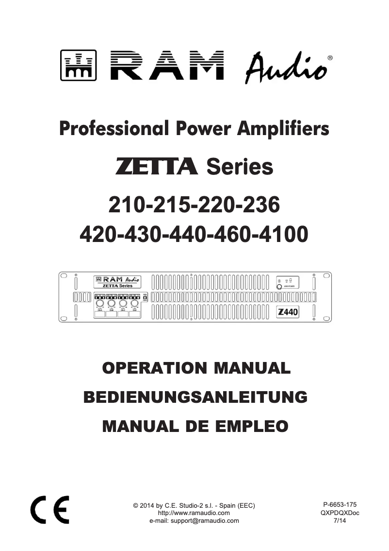 Page 1 de la notice Manuel utilisateur Ram Audio ZETTA 460