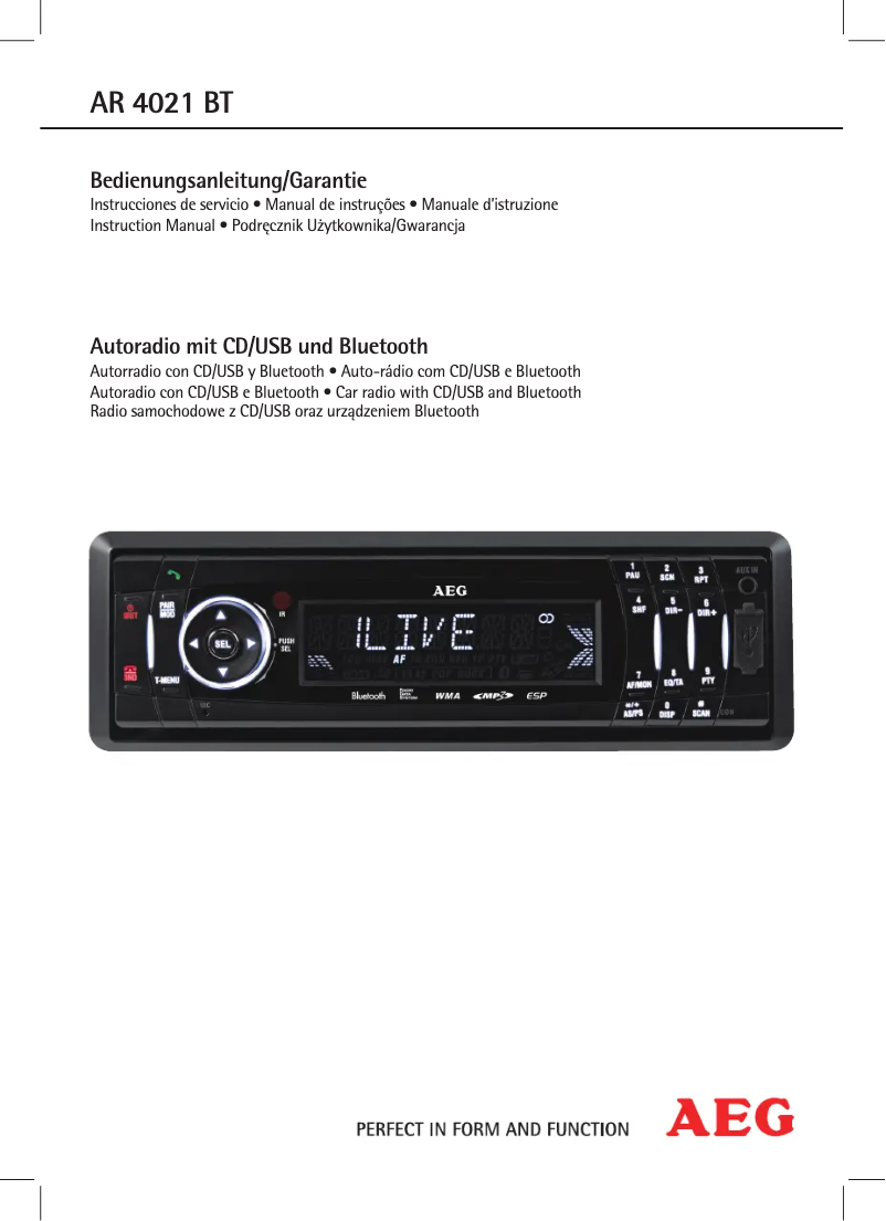 Page 1 de la notice Manuel utilisateur AEG AR 4021 BT