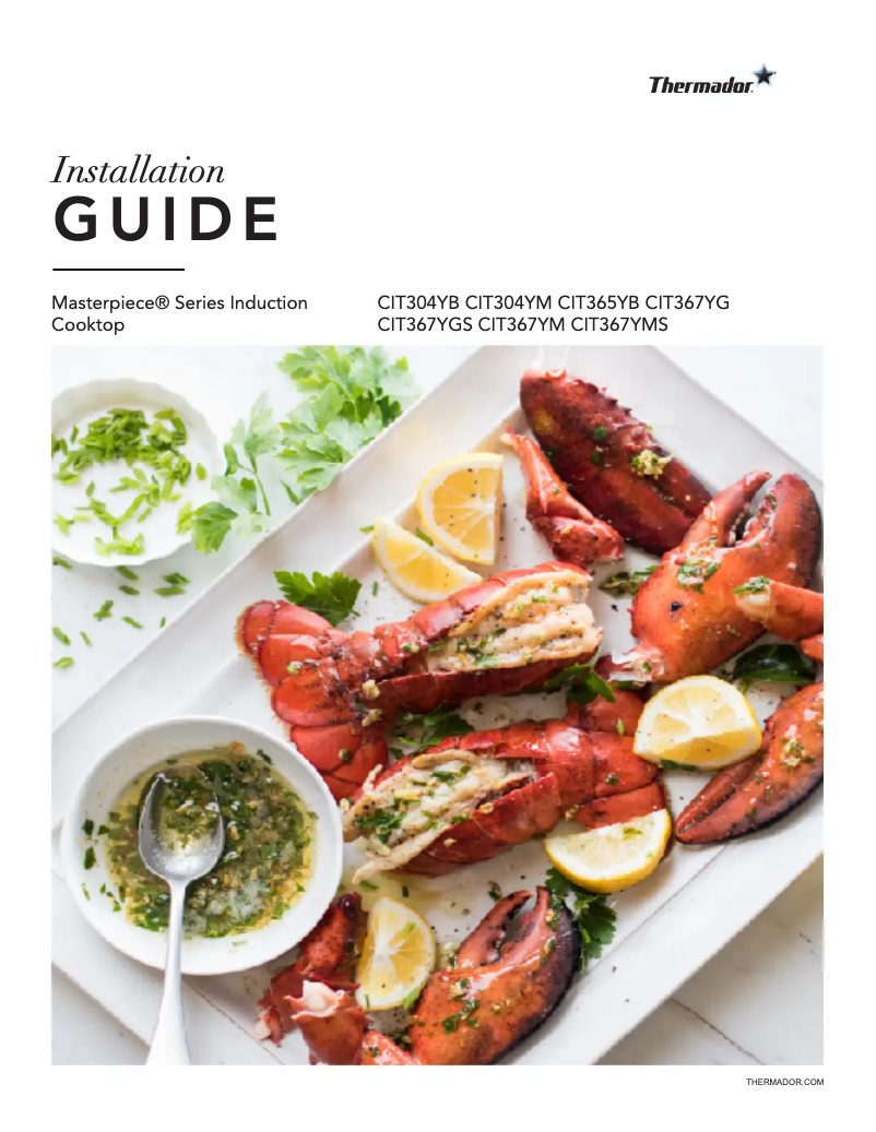 Page 1 de la notice Guide d'installation Thermador CIT367YGS