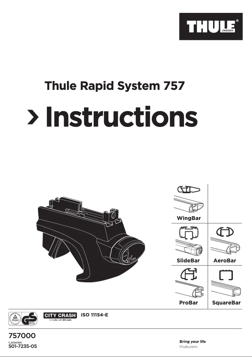 Page 1 de la notice Manuel utilisateur Thule Rapid System 757