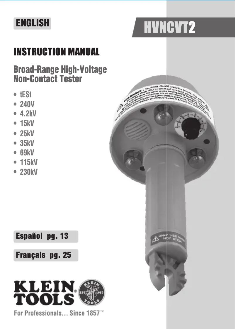 Página 1 del manual Manual de usuario Klein Tools HVNCVT2