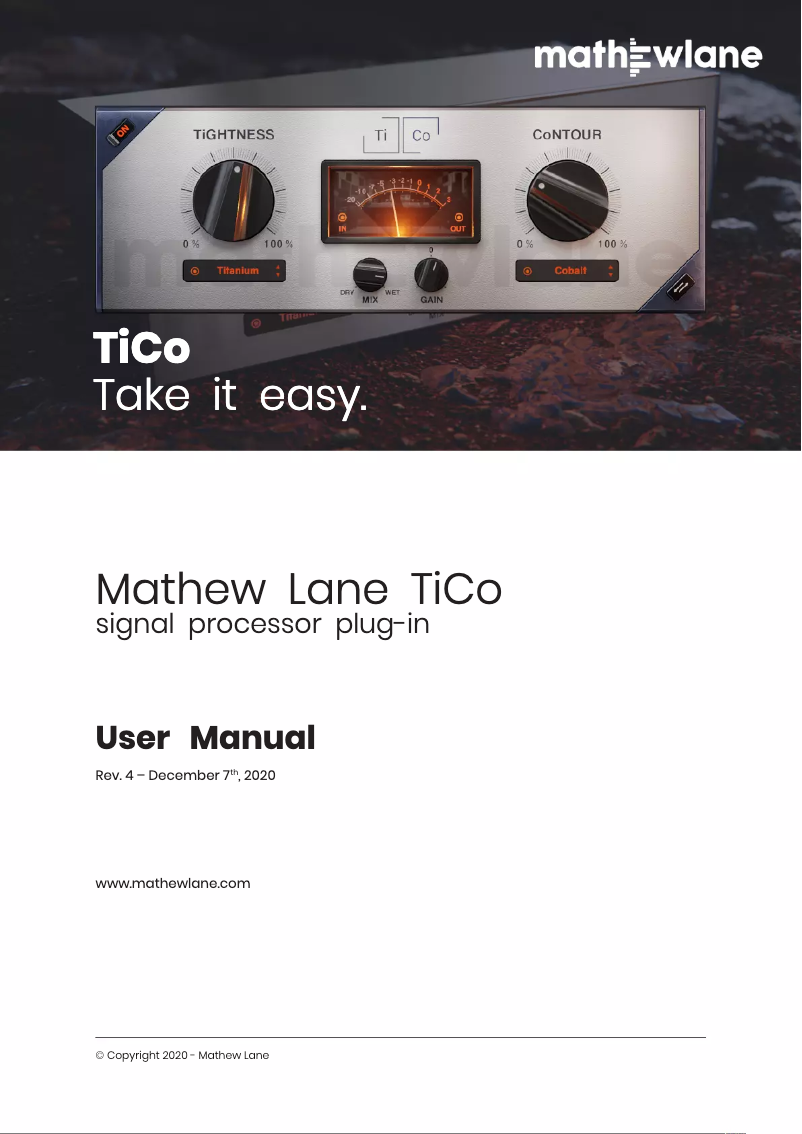 Page n°1 - Manuel utilisateur Mathew Lane TiCo