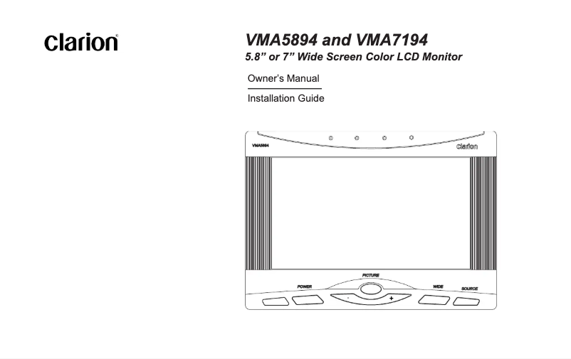 Page 1 de la notice Manuel utilisateur Clarion VMA5894