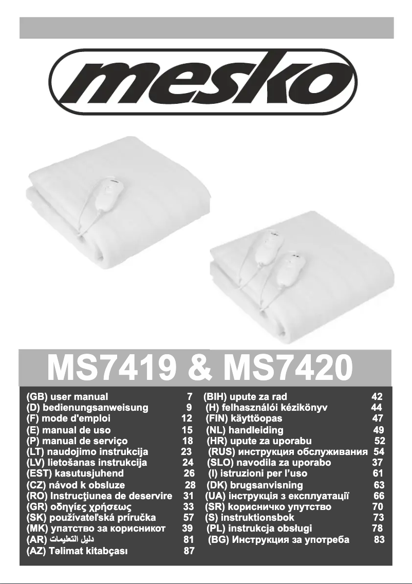 Page n°1 - Manuel utilisateur Mesko MS 7420