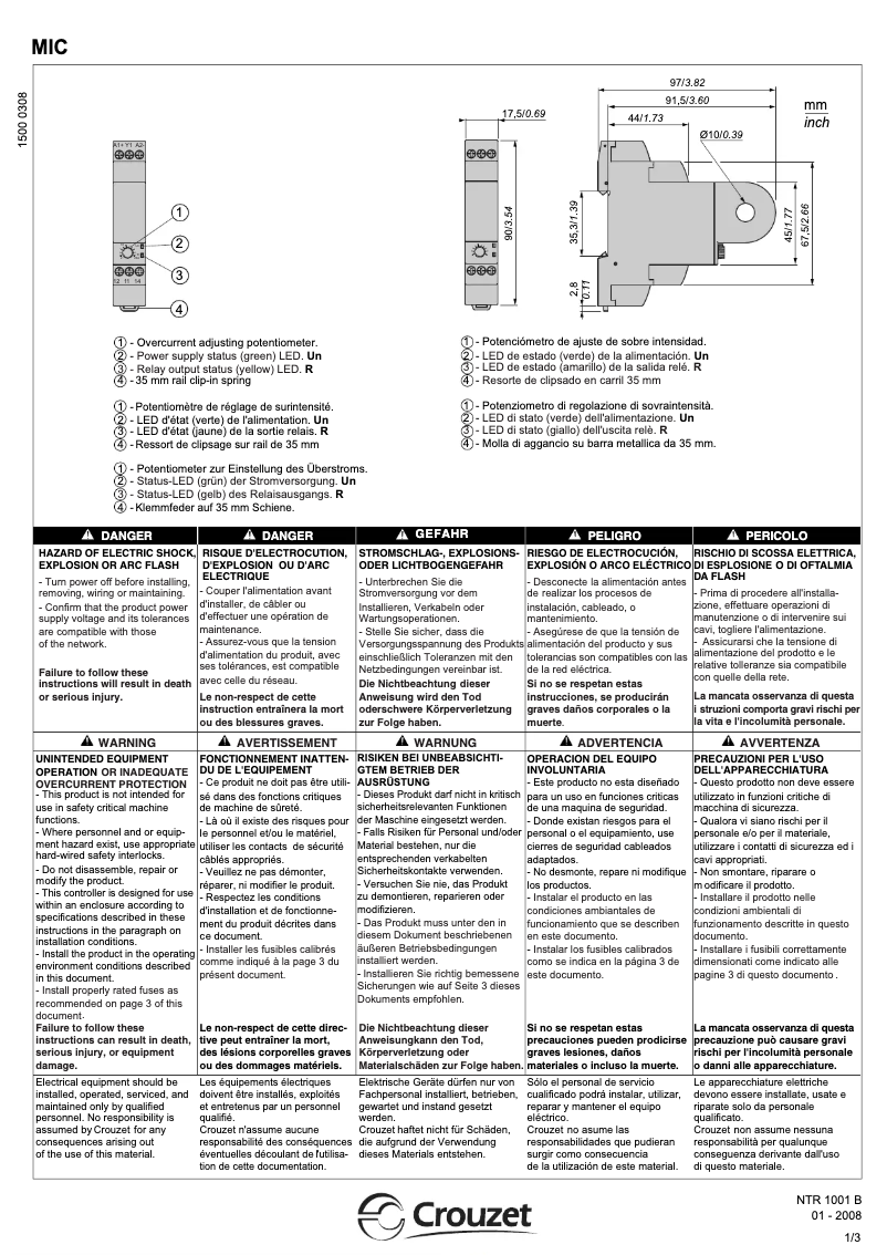 Page 1 de la notice Manuel utilisateur Crouzet MIC