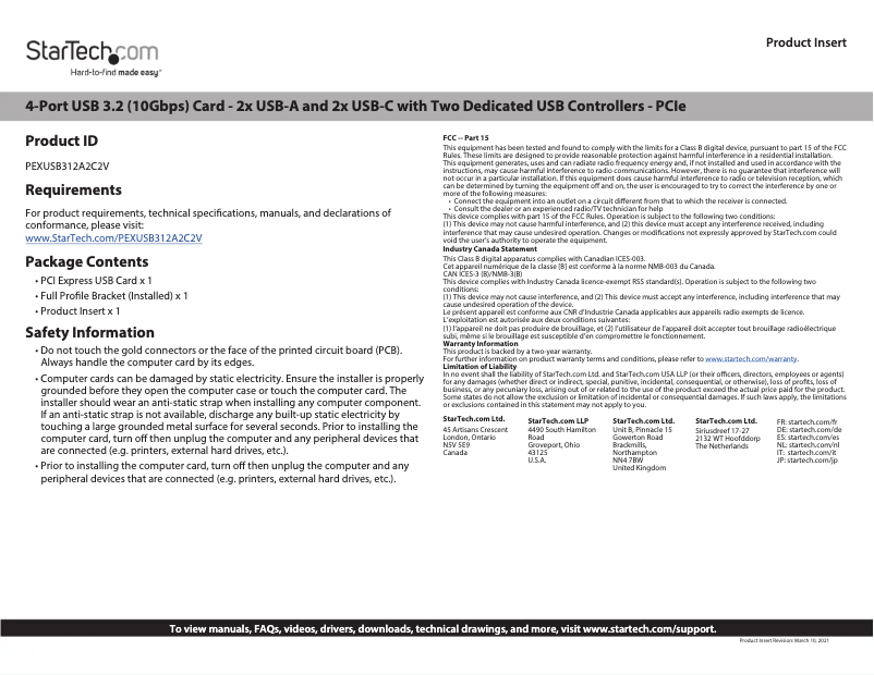 Image de la première page du manuel de l'appareil PEXUSB312A2C2V