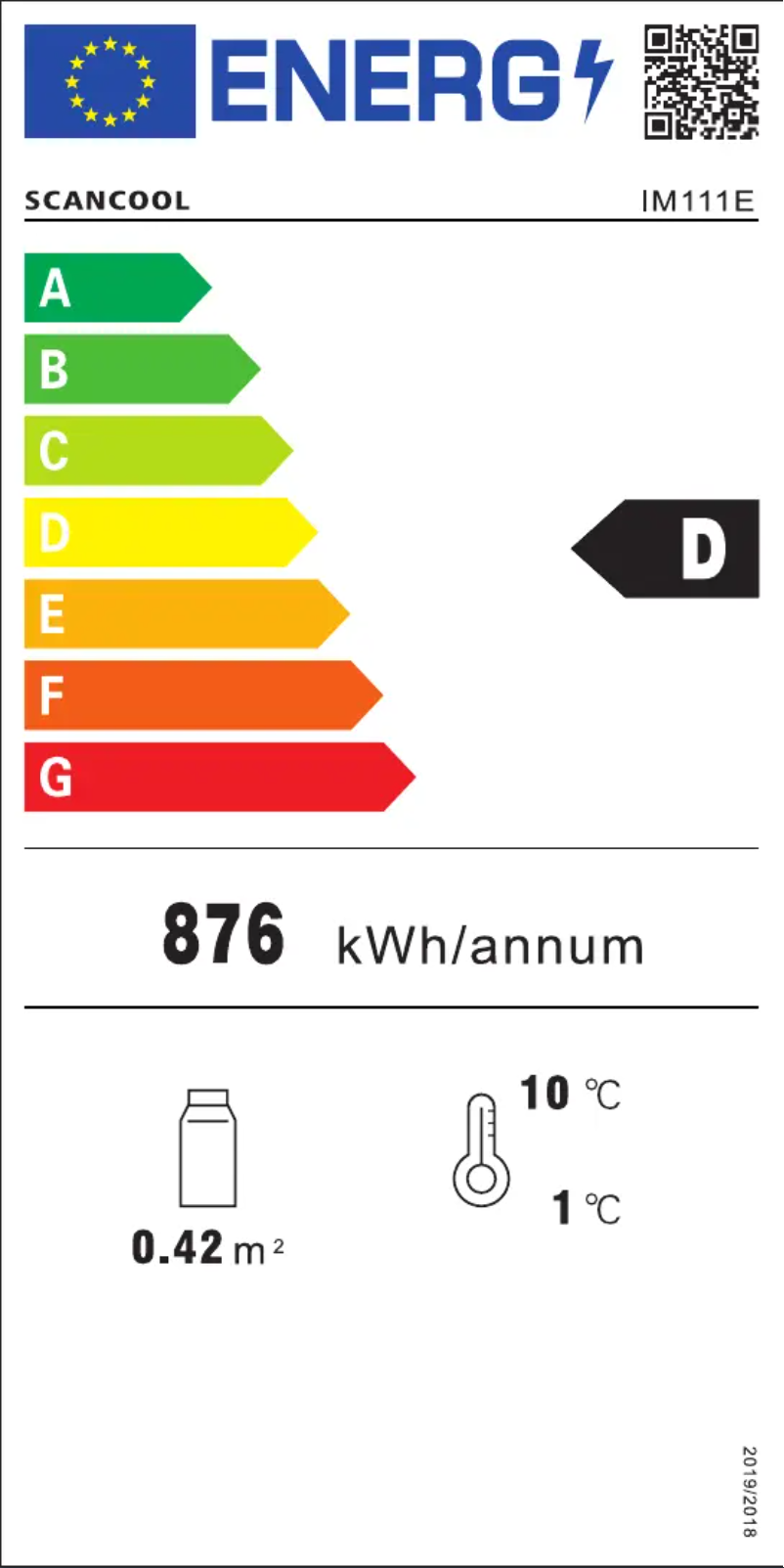 Page 1 de la notice Label énergétique Scancool IM 111 E