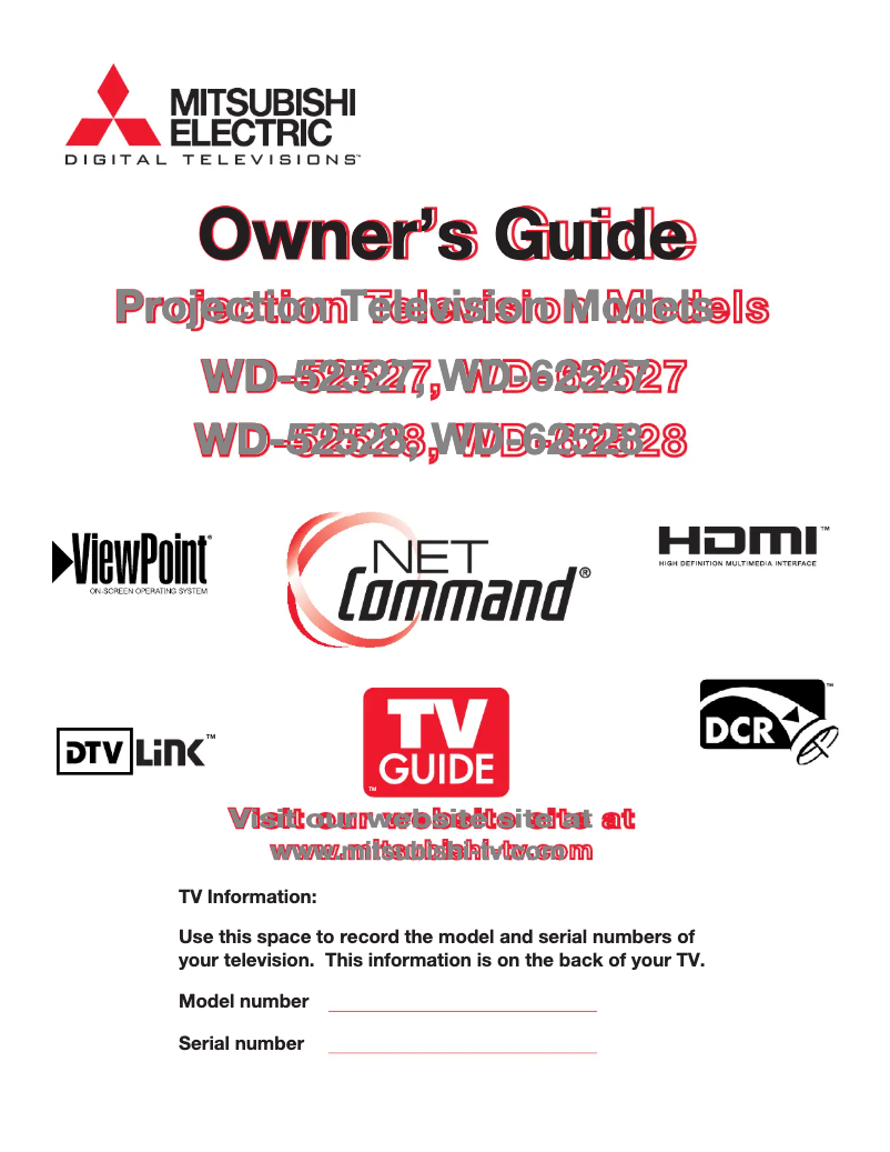 Page 1 de la notice Manuel utilisateur Mitsubishi WD-62527