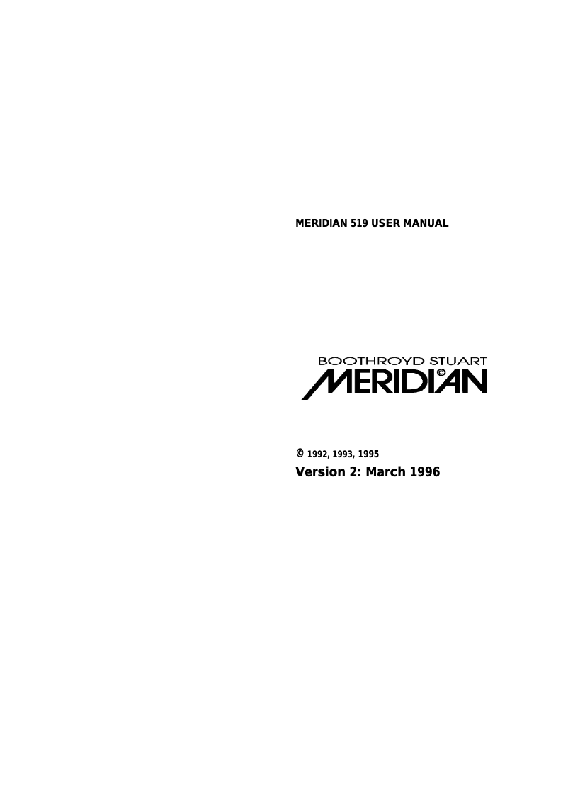 Page n°1 - Manuel utilisateur Meridian 519
