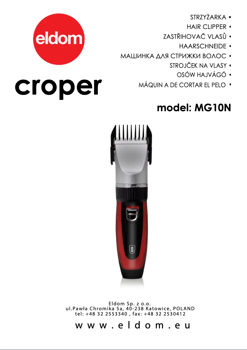 Page 1 de la notice Manuel utilisateur Eldom Croper MG10N