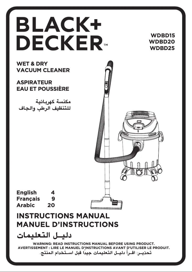 Page 1 de la notice Manuel utilisateur Black & Decker WDBD20