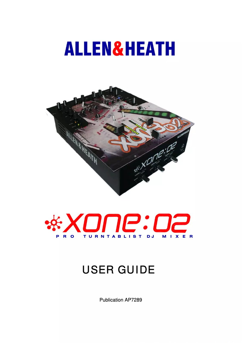 Page 1 de la notice Manuel utilisateur Allen & Heath XONE:02