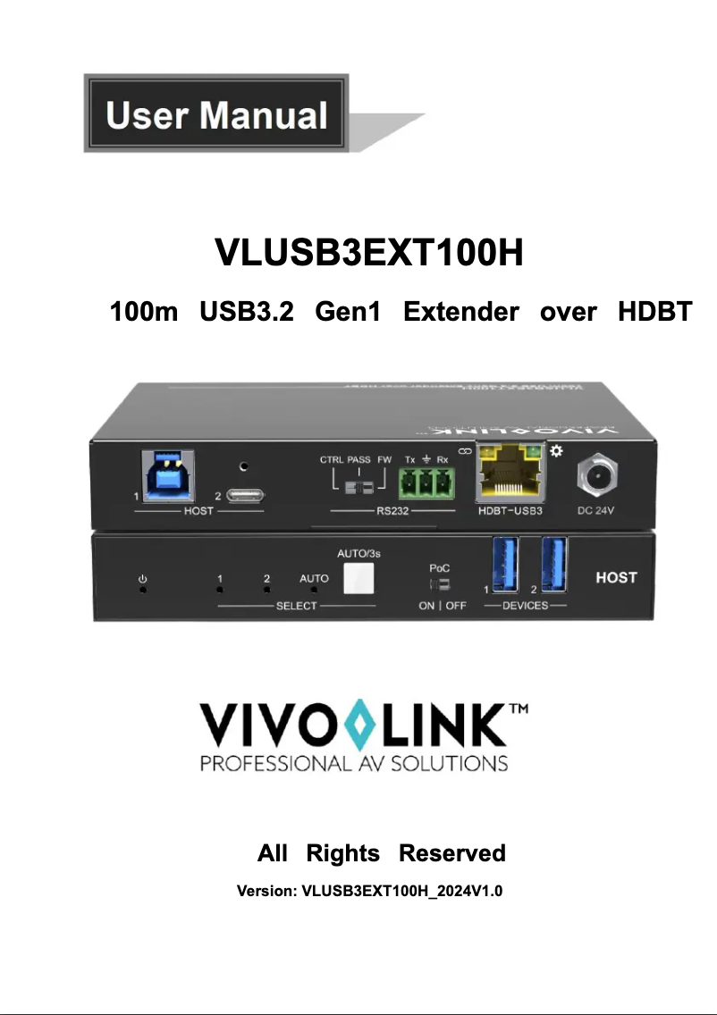 Page n°1 - Manuel utilisateur Vivolink VLUSB3EXT100H