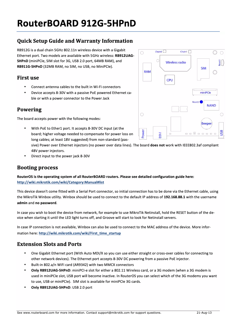 Image de la première page du manuel de l'appareil RB911G-5HPnD-US
