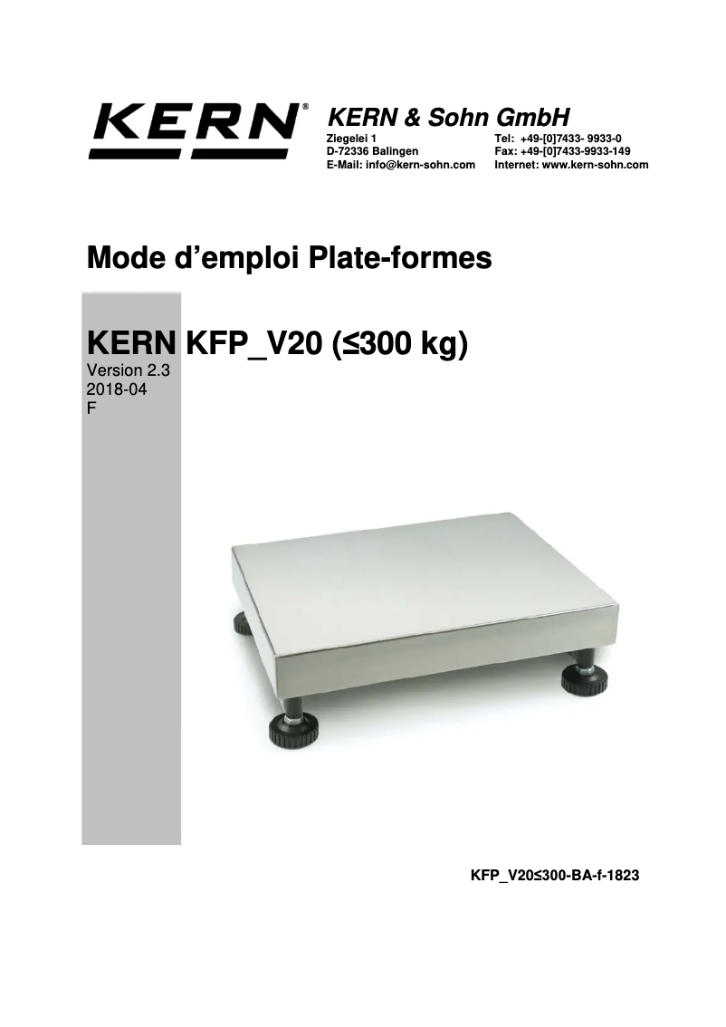 Page 1 de la notice Guide d'installation Kern IFS 10K-3M