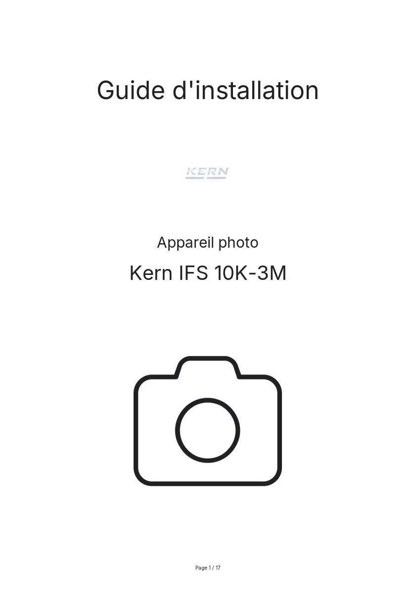 Page n°1 - Guide d'installation Kern IFS 10K-3M