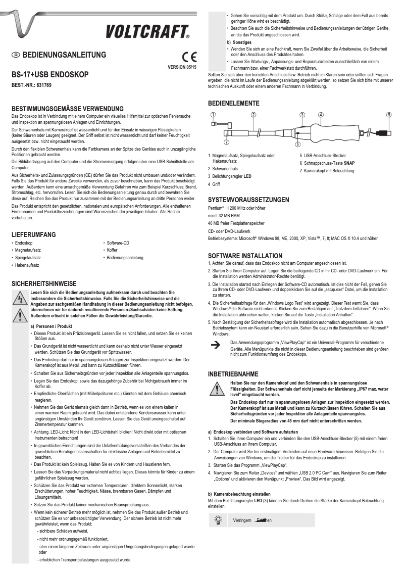 Image de la première page du manuel de l'appareil BS-17+