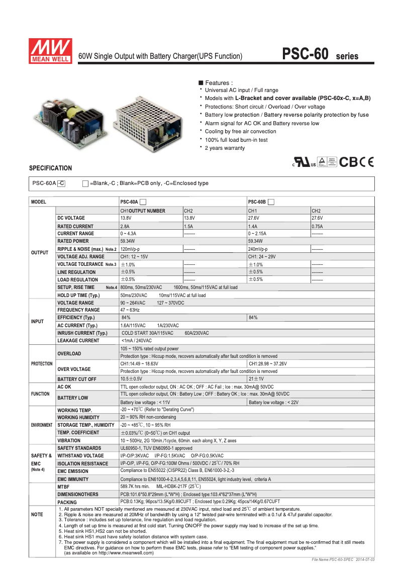Image de la première page du manuel de l'appareil PSC-60A