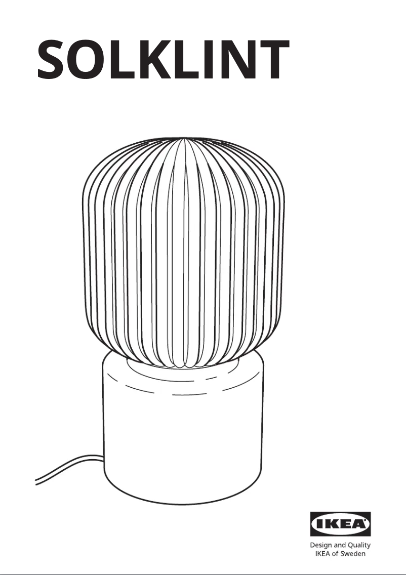 Page 1 de la notice Manuel utilisateur Ikea SOLKLINT 104.642.78
