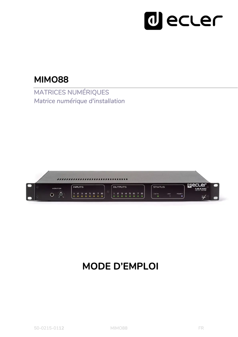 Page 1 de la notice Manuel utilisateur Ecler MIMO88