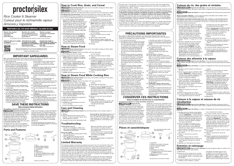 Page n°1 - Manuel utilisateur Proctor Silex 37533