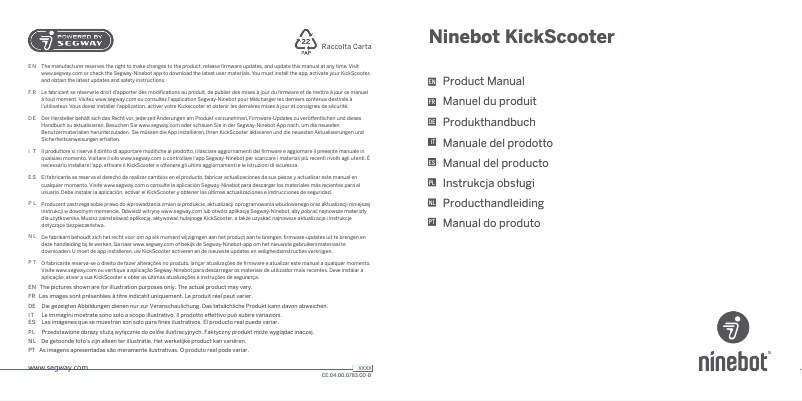 Page 1 de la notice Manuel utilisateur Segway Ninebot KickScooter E2 Plus E