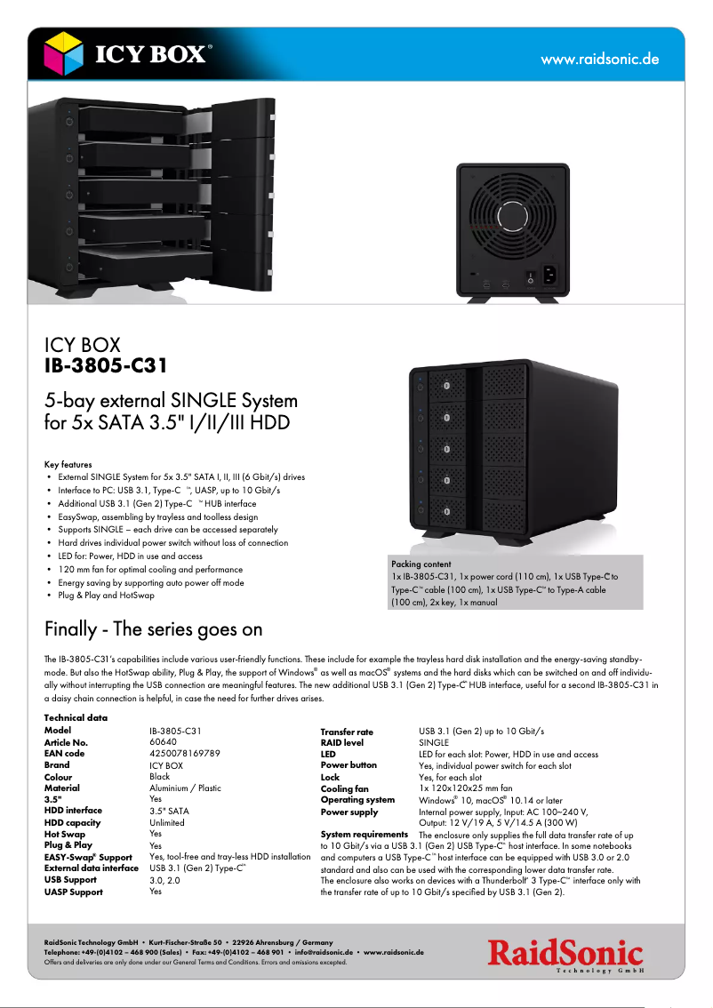 Page n°1 - Fiche technique Icy Box IB-3805-C31