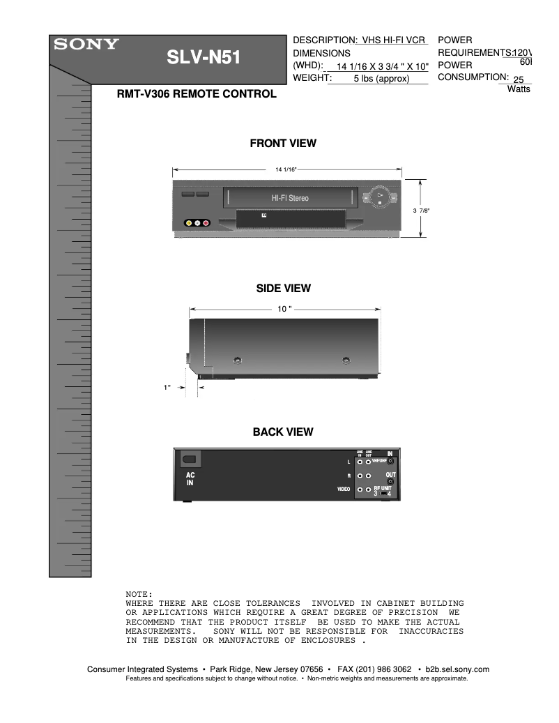 Page 1 de la notice Guide d'installation Sony SLV-N51