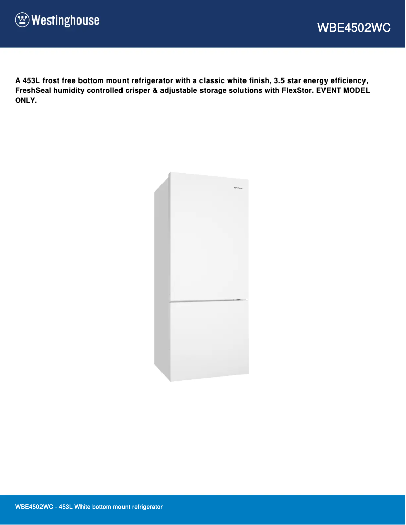 Image de la première page du manuel de l'appareil WBE4502WC